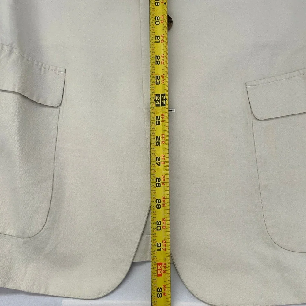 Brooks Brothers Blazer Mens L Cream Linen Blend Lined Jacket Sport Coat Irish - Picture 10 of 13